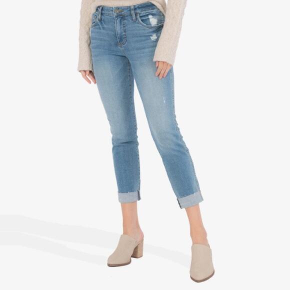 Kut From The Kloth Catherine High-Rise Fab Ab Boyfriend Jeans size 12 Benign - Picture 1 of 13